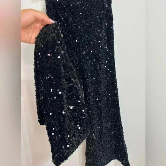 FAERIESTY Black Sequin Wide leg Pants Size Small - Picture 4 of 8